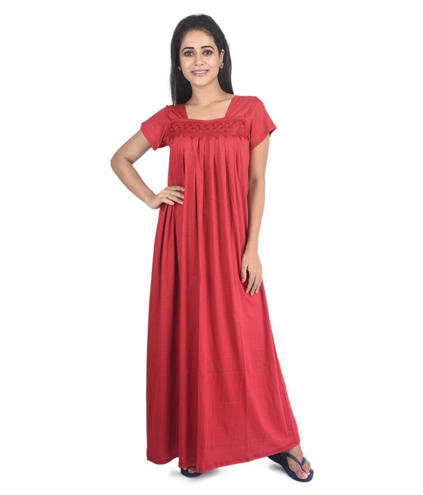     			PIYALI'S CREATION WOMEN'S Hosiery Nighty & Night Gowns - Maroon