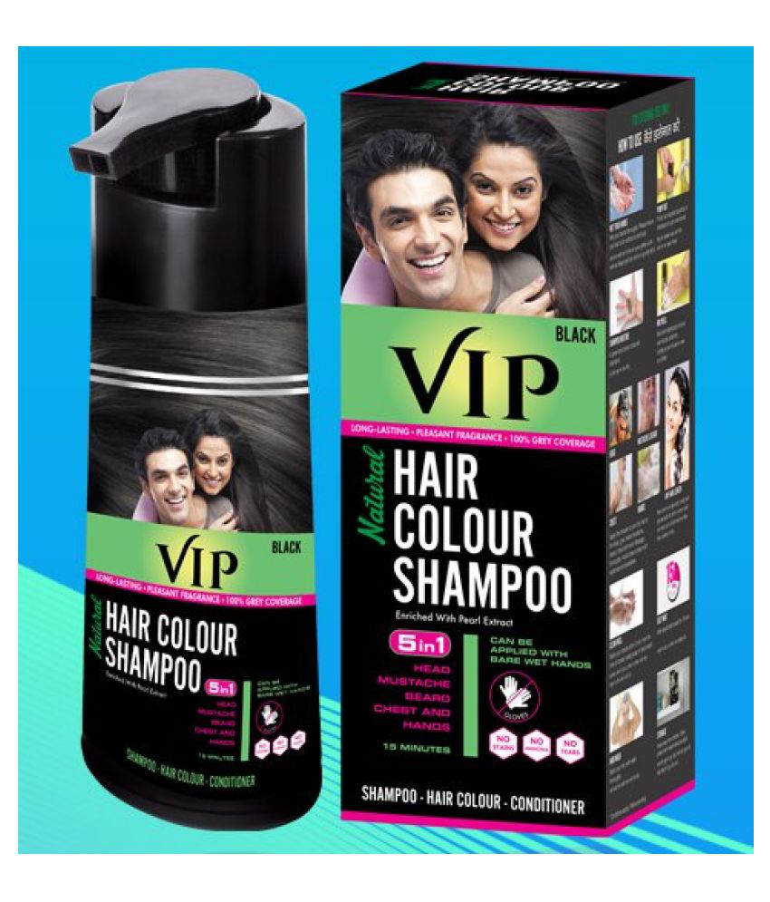VIP Hair Colour Shampoo Semi Permanent Hair Color Black Black 400 mL