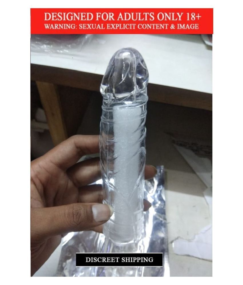 Transparent CRYSTAL CONDOM 8 INCH JUMBO HEAD REUSABLE
