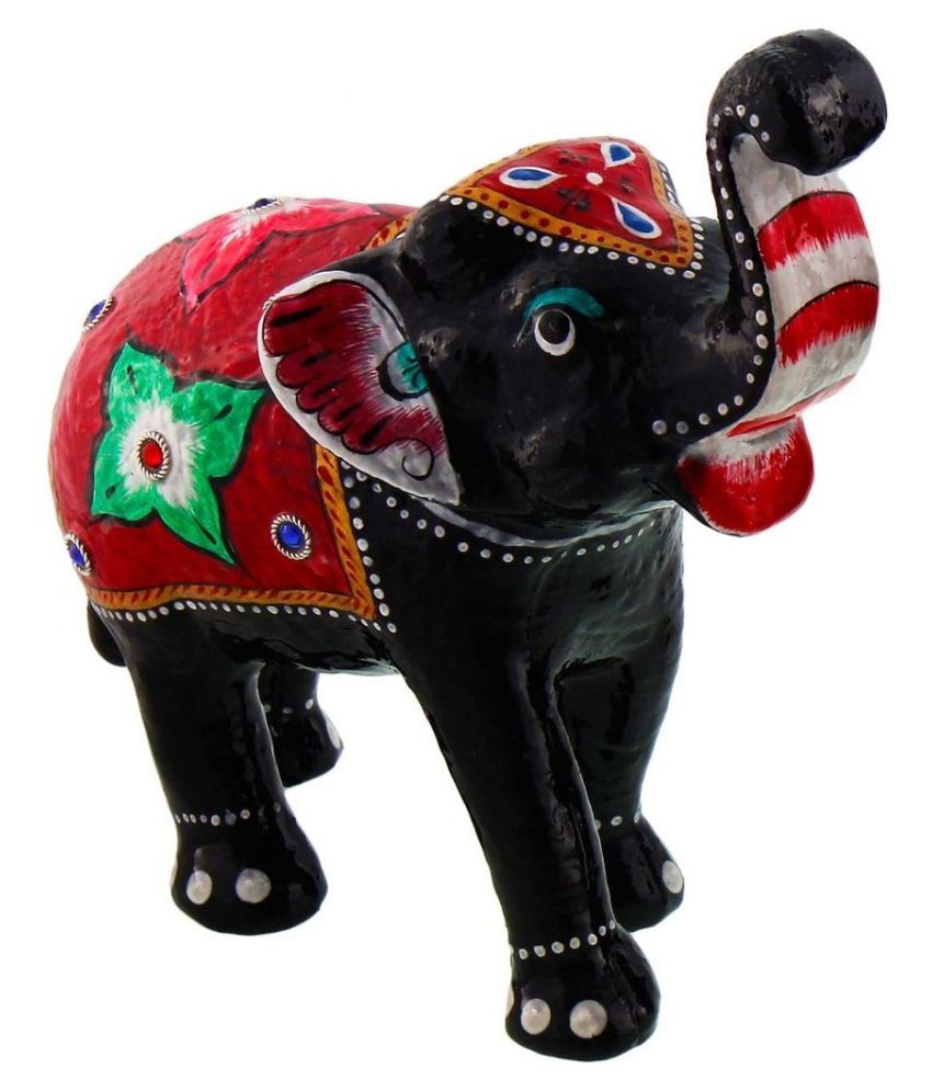 Nishtha Creations Multicolour Paper Mache Decorative Elephant Pack of