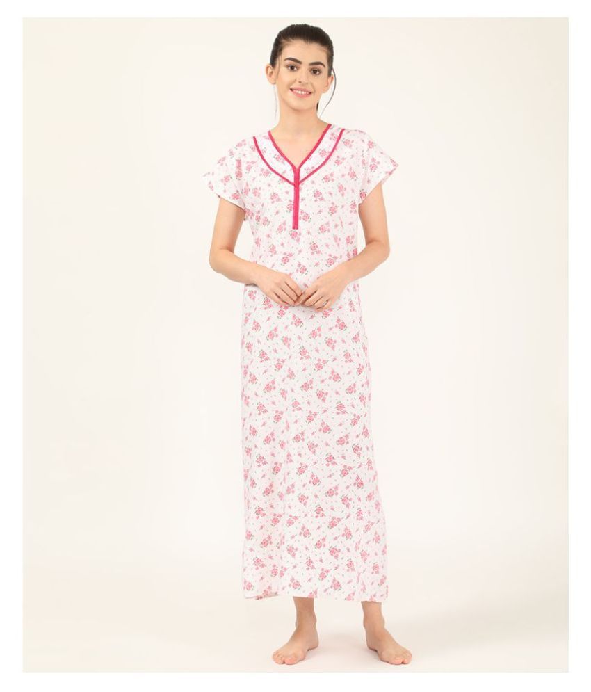 Buy V2 Cotton Nighty & Night Gowns White Online at Best Prices in