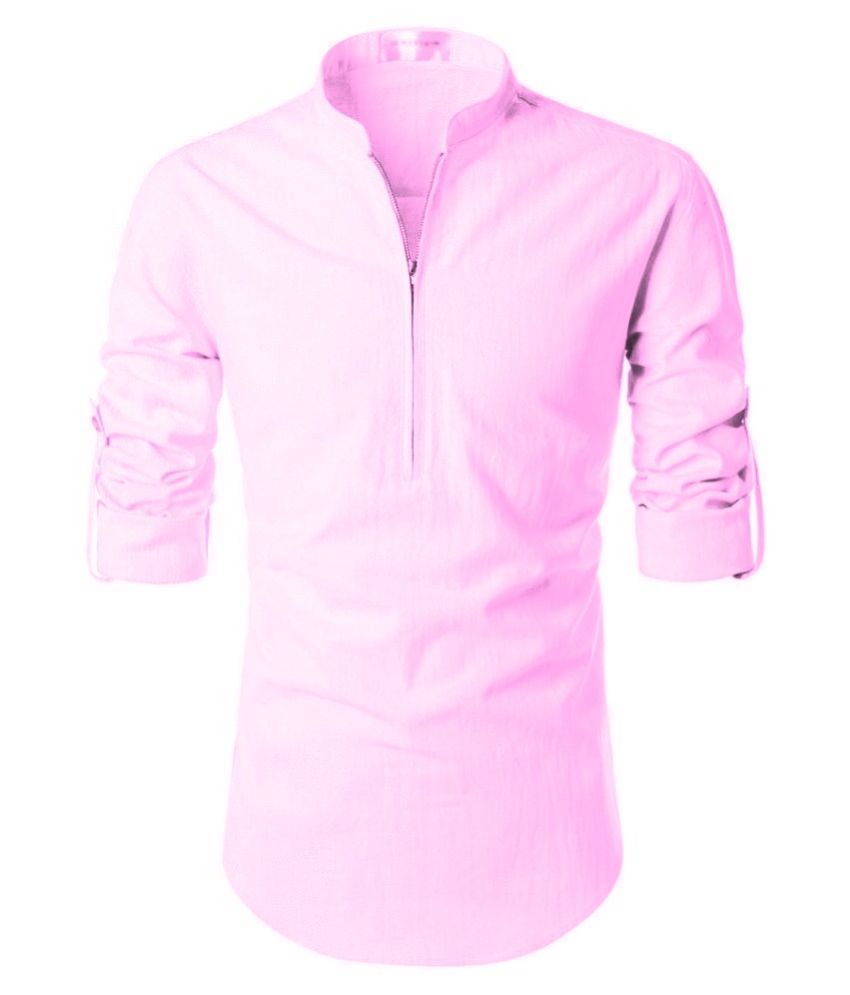     			Vida Loca - Pink Linen Slim Fit Men's Casual Shirt (Pack of 1)