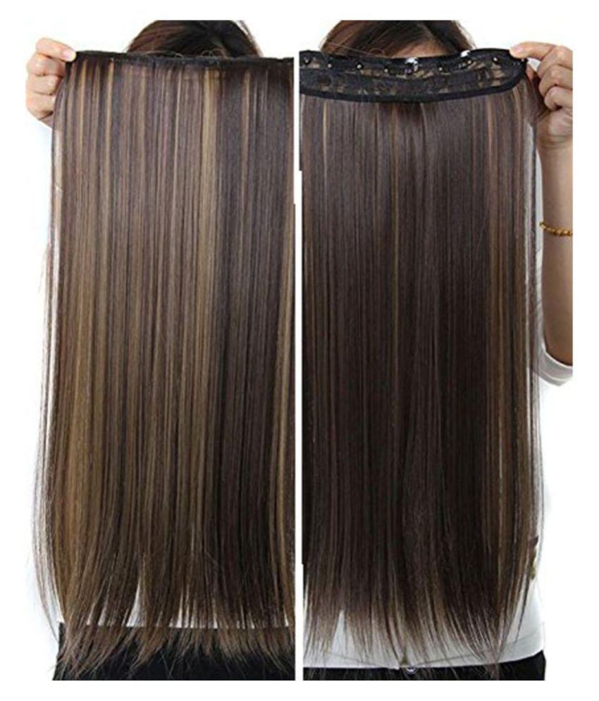 Akashkrishna Straight Clip In Hair Extension HIghlighted Brown Buy