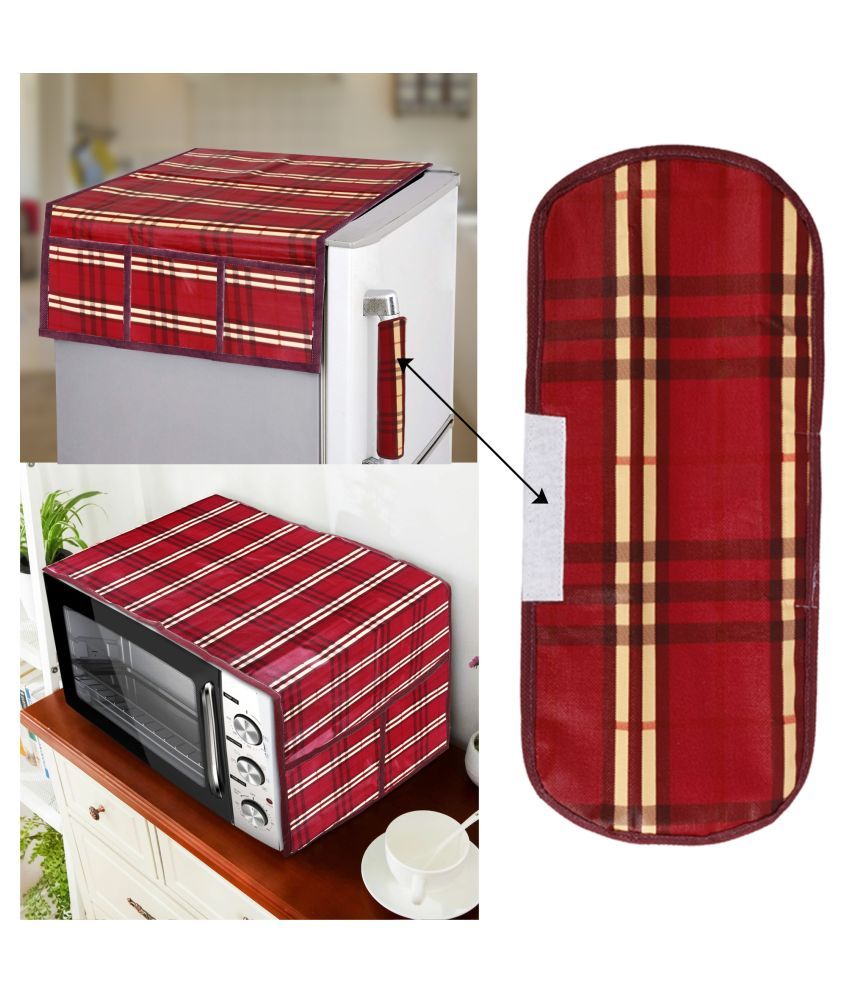     			E-Retailer Set of 3 PVC Red Fridge Top Cover