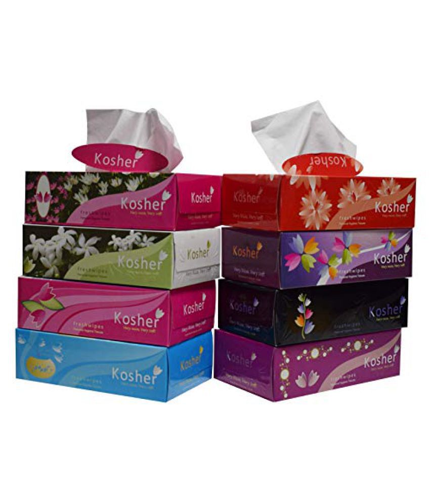     			Kosher tissue Facial Tissues Dry Wipes ( 800 Pcs ) Pack of 8