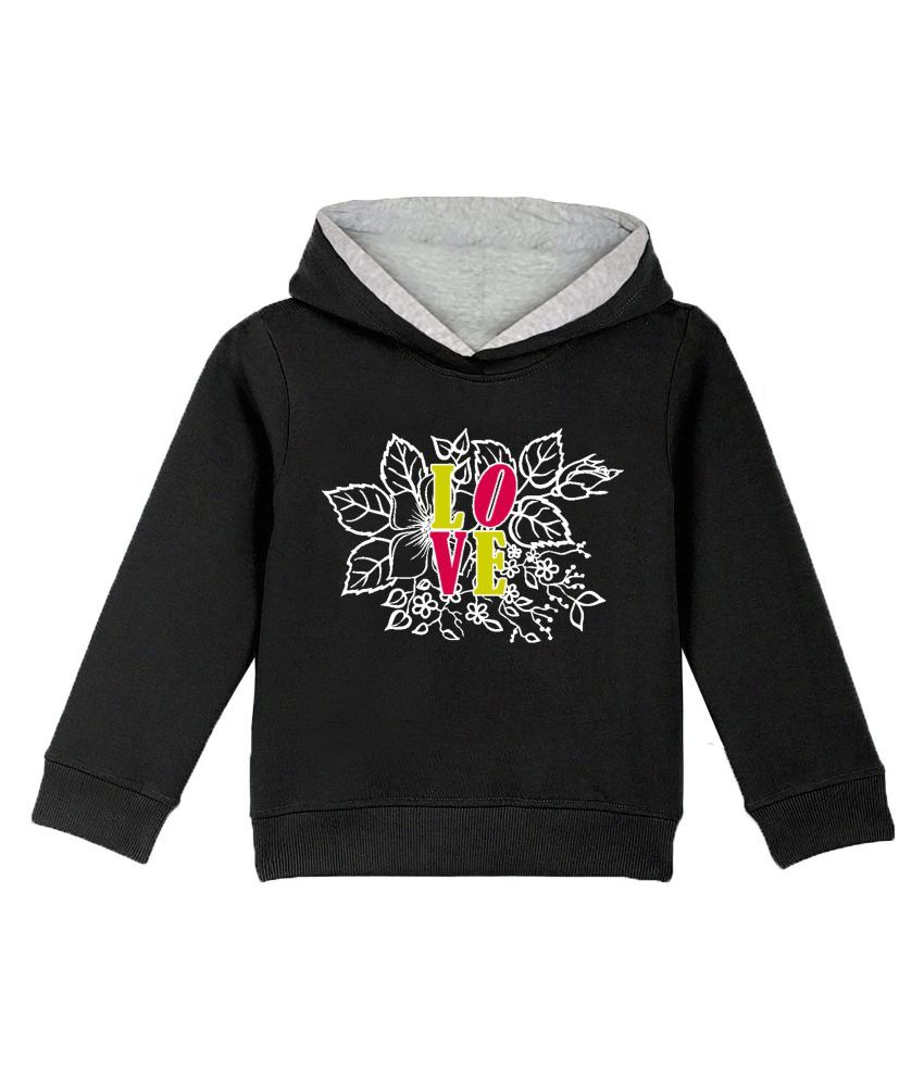     			Naughty Ninos Girls Black Printed Hooded Sweatshirt