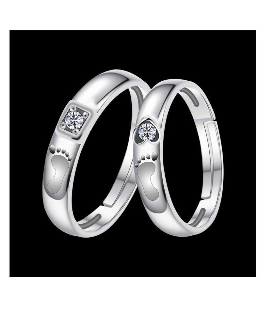     			SILVERSHINE Silverplated  Elegant  Solitaire His and Her Adjustable proposal couple ring For Men And Women Jewellery