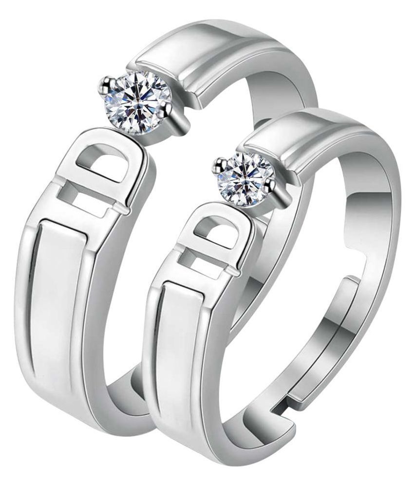     			SILVERSHINE Silverplated Exclusive I DO Solitaire His and Her Adjustable proposal couple ring For Men And Women Jewellery