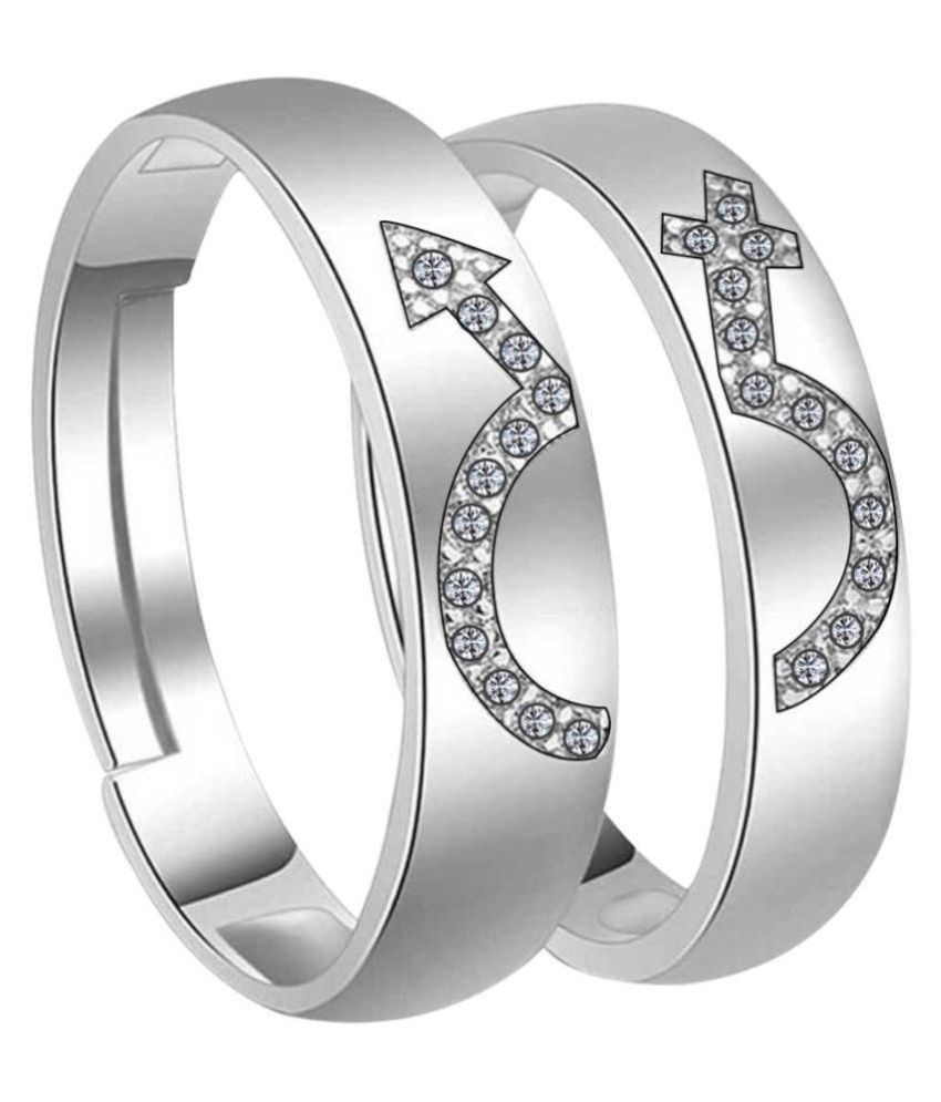     			SILVERSHINE,silver plated attractive antique design with diamond adjustable couple ring for men and women.