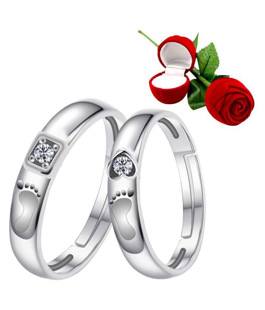     			Silver Shine - Silver Couple Ring (Pack of 1)