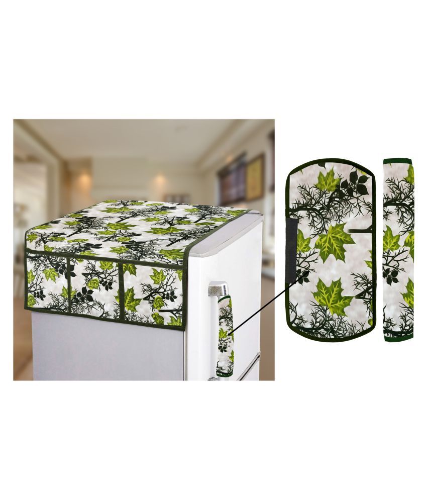     			E-Retailer Set of 3 Polyester Green Fridge Top Cover