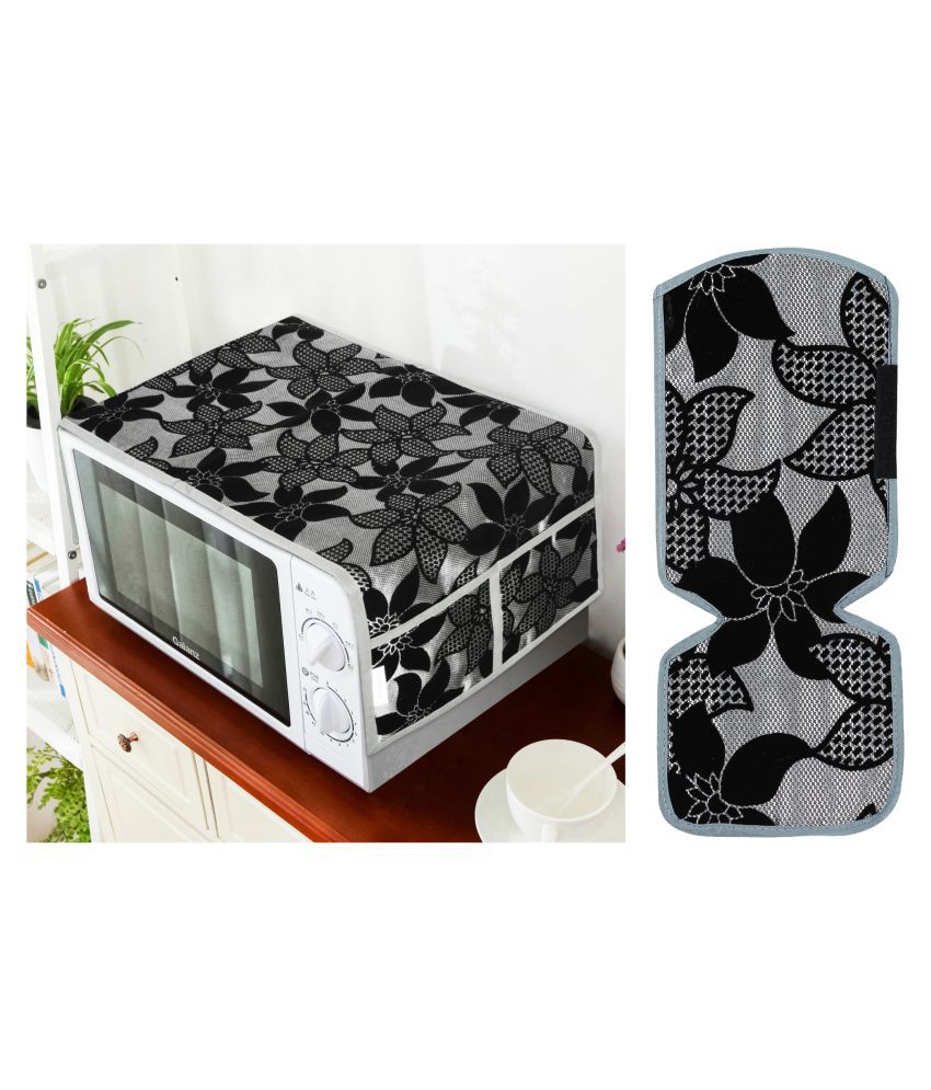     			E-Retailer Set of 2 Polyester Black Microwave Oven Cover -