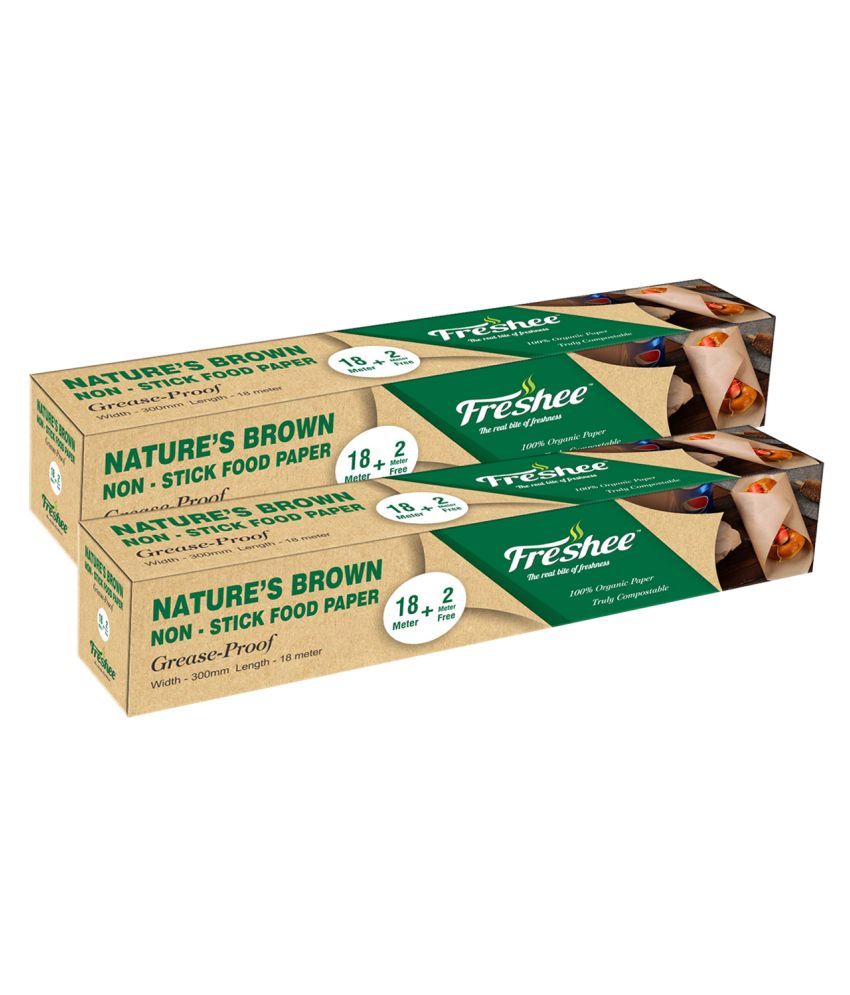     			Freshee Pack of 2 Greaseproof Paper Nature's Brown 20m x 300mm