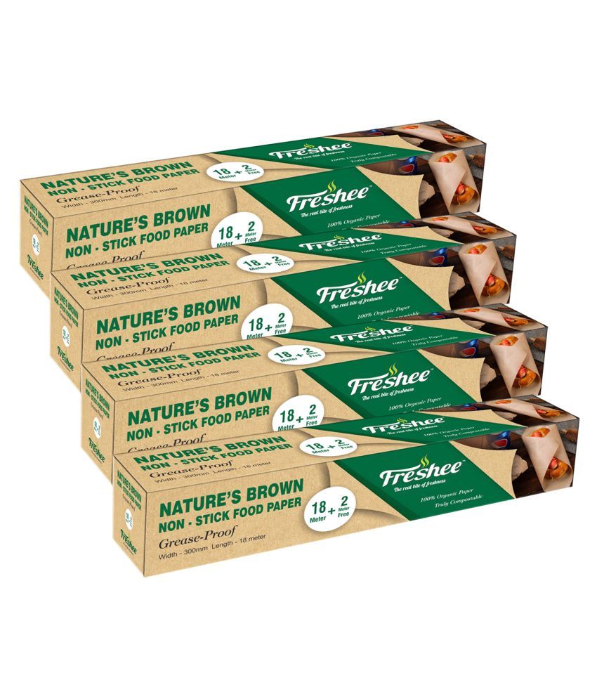     			Freshee Pack of 4 Greaseproof Paper Nature's Brown 20m x 300mm