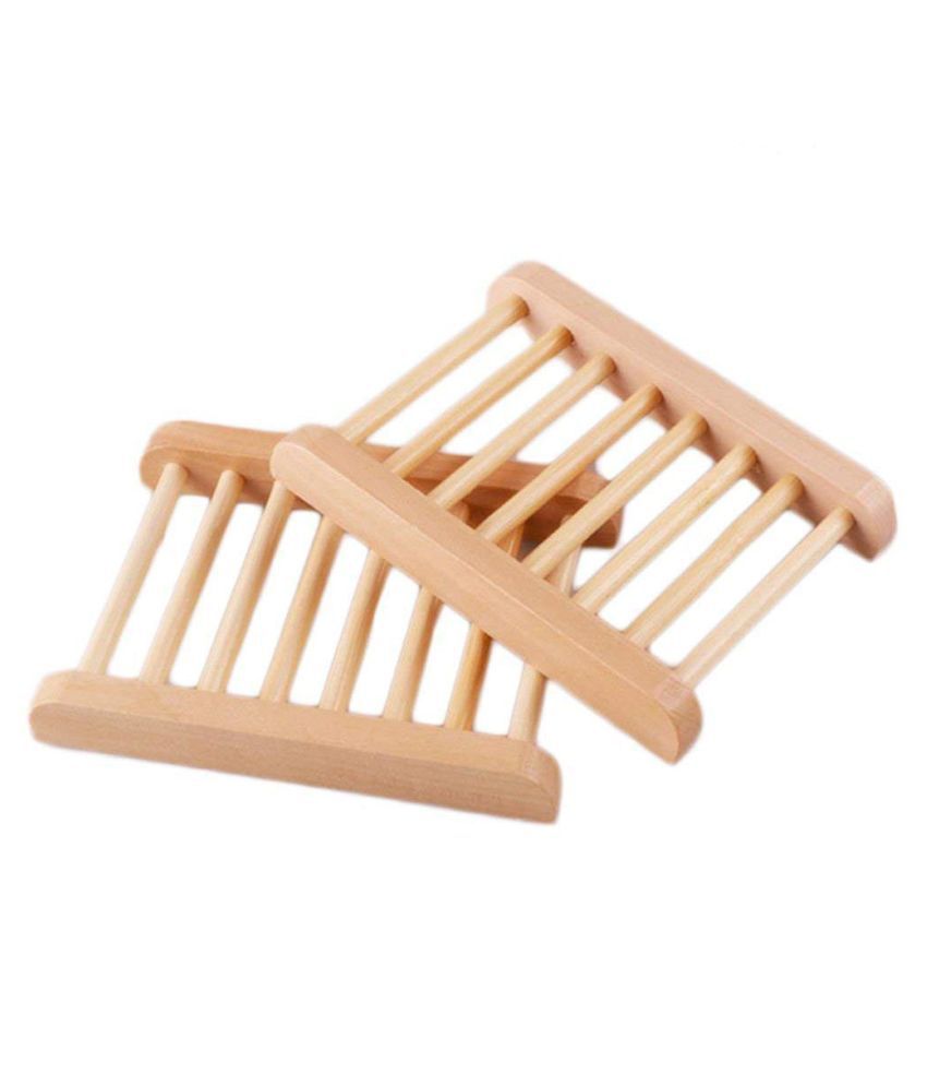 Mirah Belle - Natural Wooden Soap Dish Holder Tray (Pack of 1)