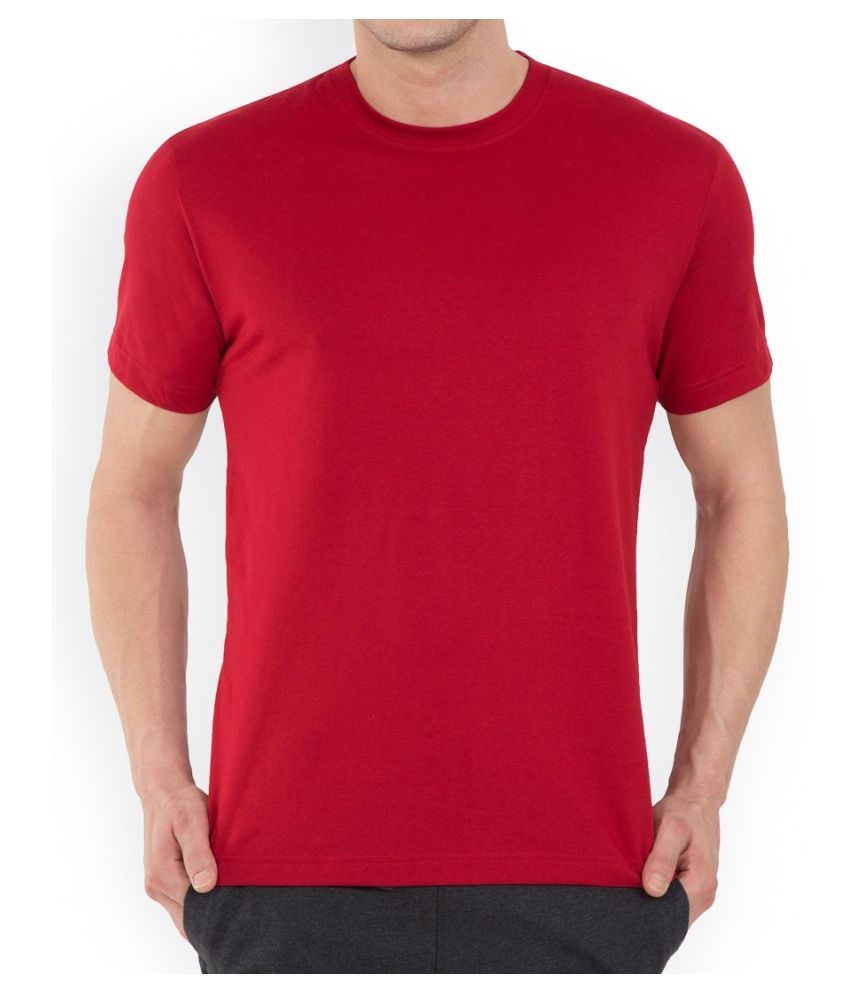     			SKYRISE Cotton Red Solids T-Shirt