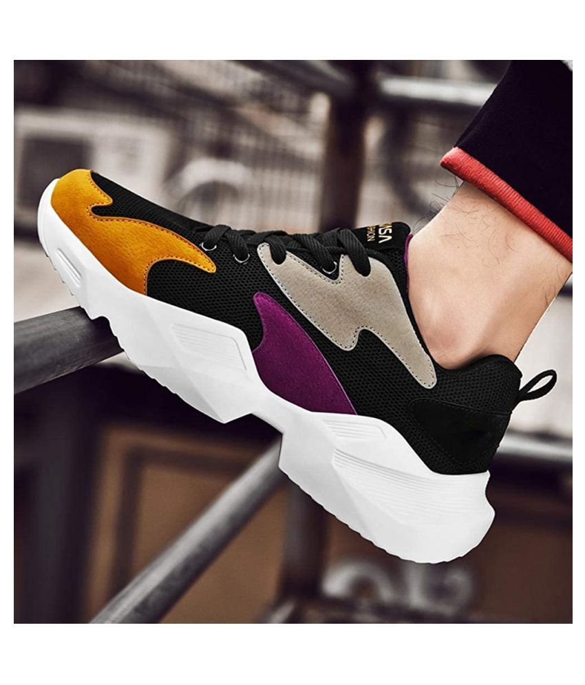 LAVISTA Black & White Synthetic Leather Open Casual Half