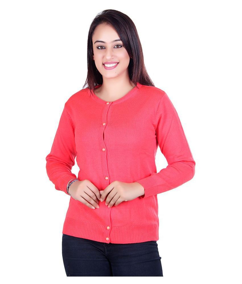     			Ogarti Acrylic Pink Buttoned Cardigans