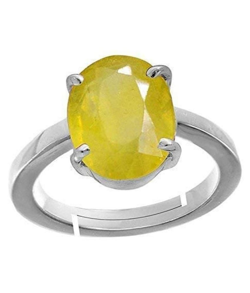 Yellow Sapphire Pukhraj 7.3 cts or 8.25 Ratti Stone Silver Plated ...