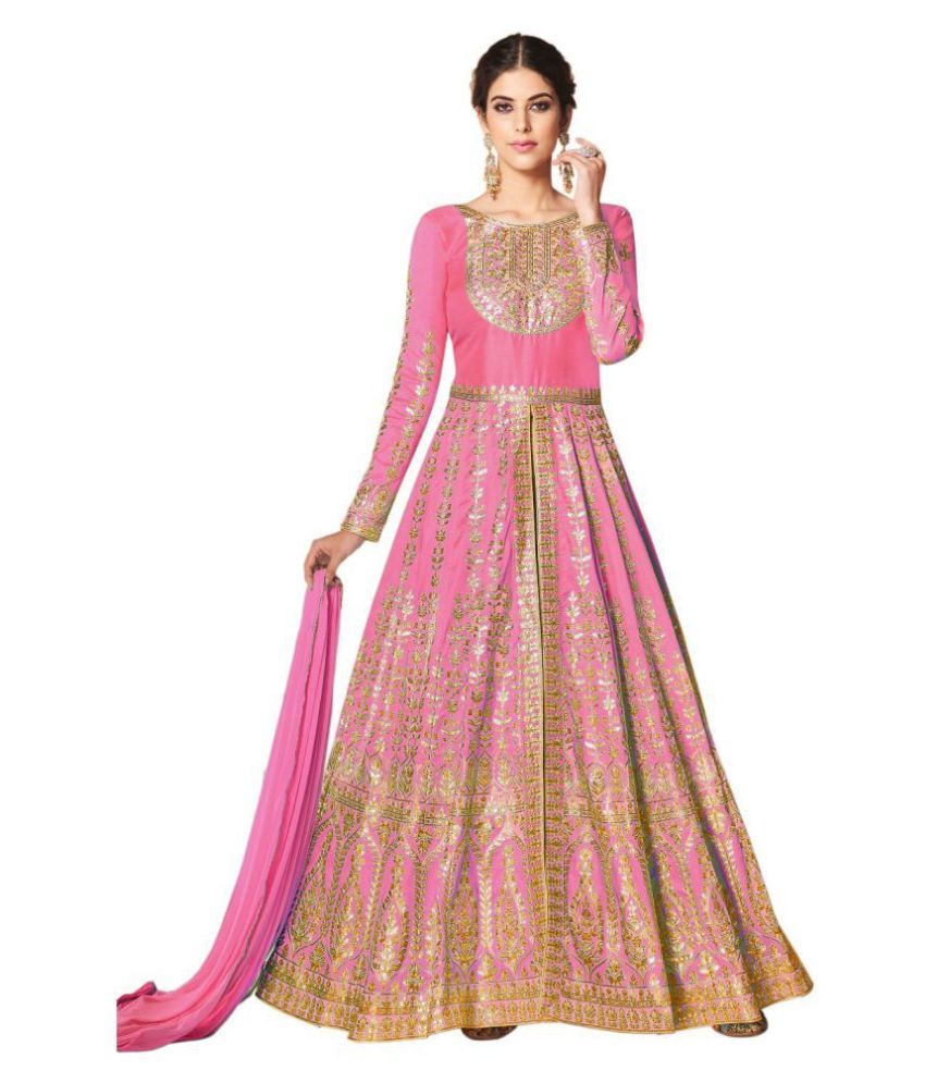 Shree Khodal Fashion Pink Silk Ethnic Gown Buy Shree Khodal Fashion Pink Silk Ethnic Gown