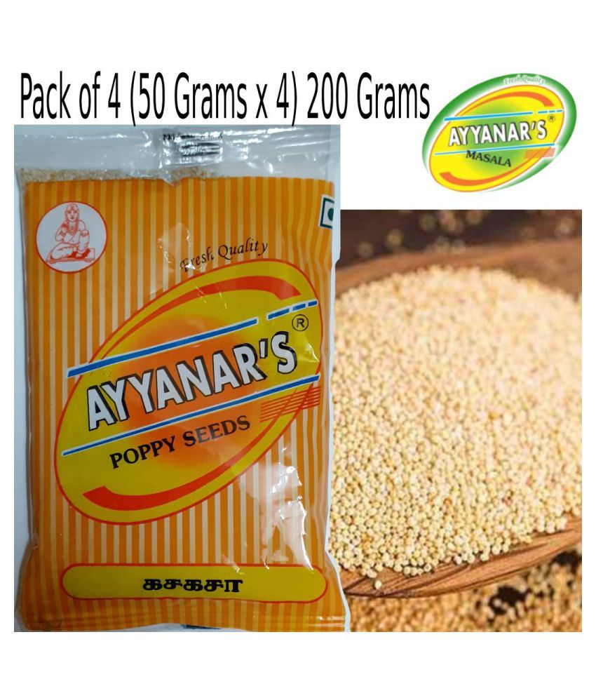 Ayyanar's Fresh White Poppy Seeds (Khus Khus Seeds) 200 gm Pack of 4