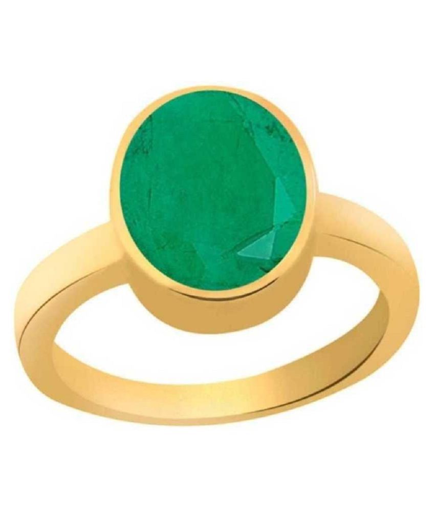 5.75 Ratti Original & Certified Stone Emerald (Panna) Gold Plated ...
