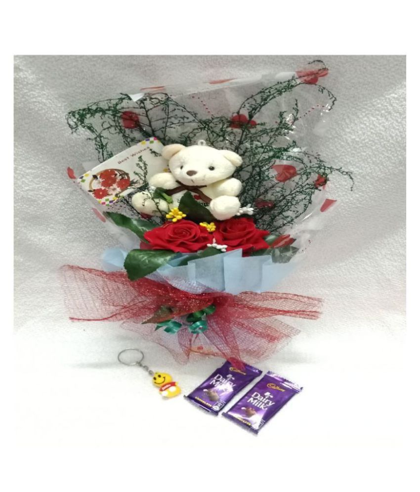 cute teddy with rose