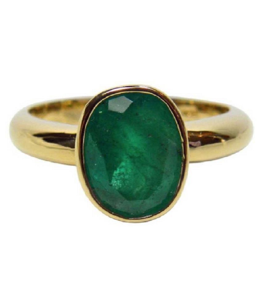 Original Emerald Stone 5.25 Ratti Gold Plated Gemstone Finger Ring ...