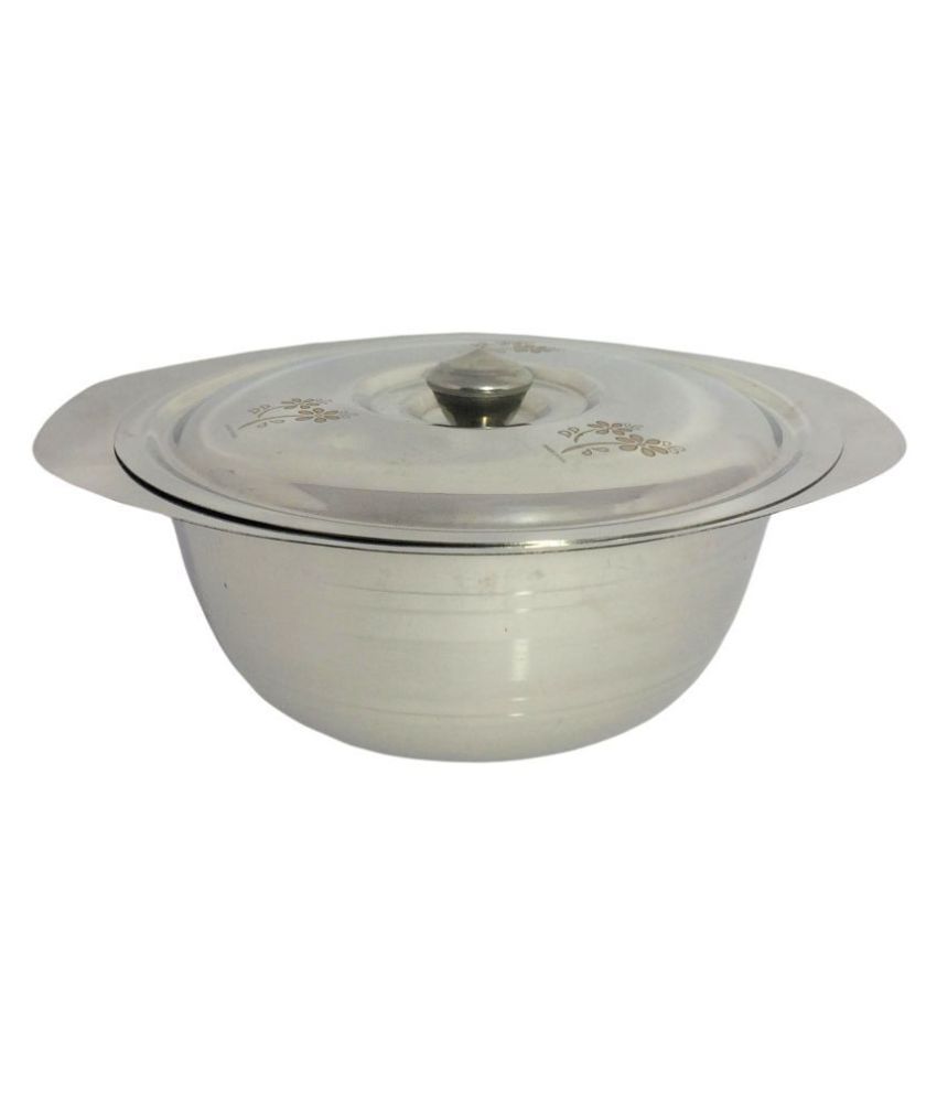 A&H Set of 1 Pc Laser Design Serving Bowls With Lid ( Dongas )  - Stainless Steel