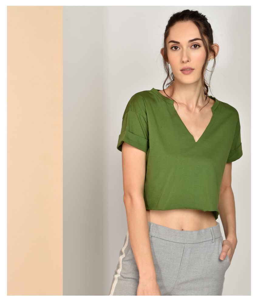     			Chimpaaanzee - Green Cotton Women's Crop Top ( Pack of 1 )