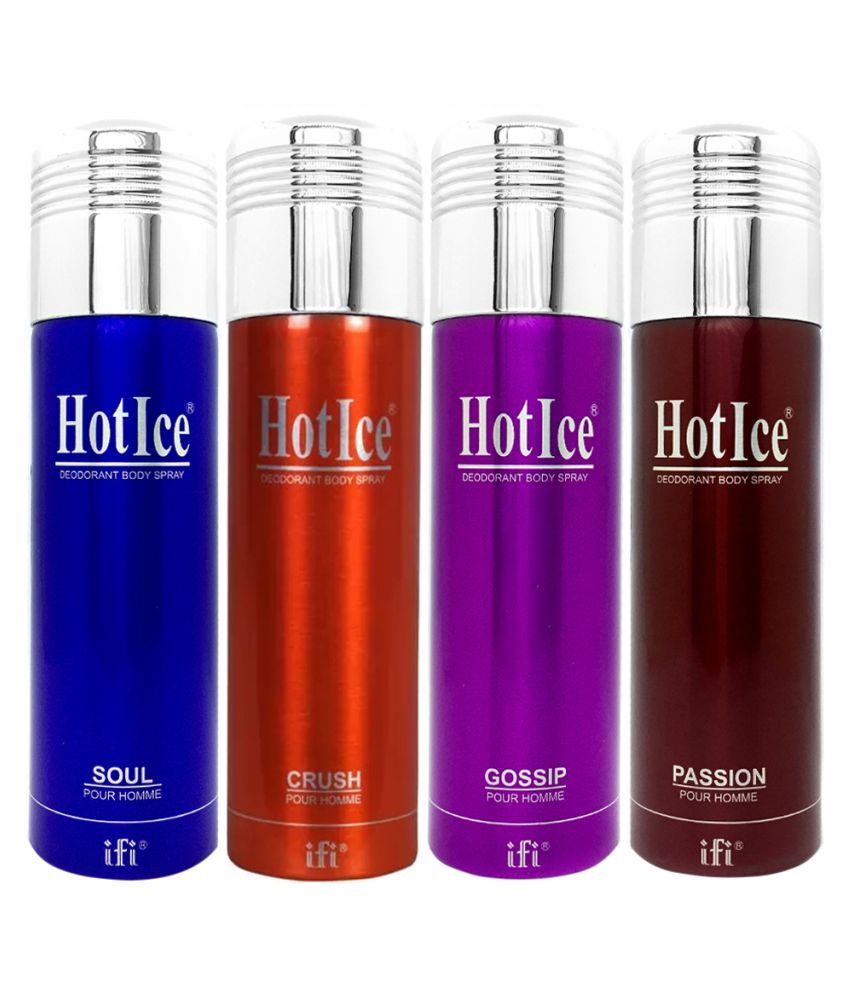 Hot Ice SOUL + CRUSH + GOSSIP + PASSION combo pack 4 Men Deodorant