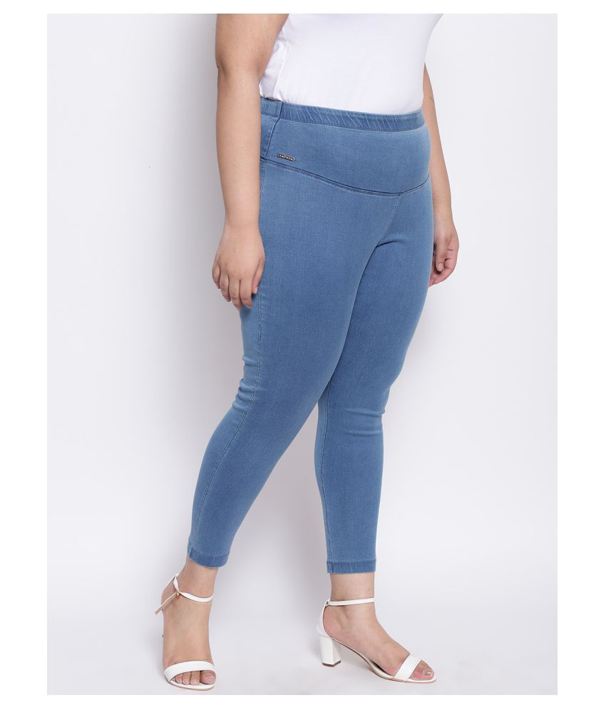 Buy Amydus Cotton Lycra Jeggings - Blue 
