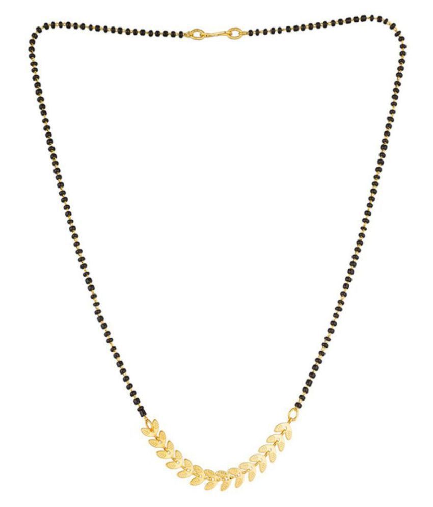     			h m product Gold Plated Chain Black Bead Chain Mangalsutra For Women-100125