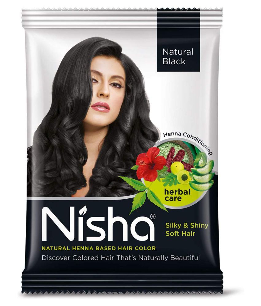     			Nisha Henna Based Silky & Shiny Soft Hair Permanent Hair Color Black Natural Black 25 g Pack of 8
