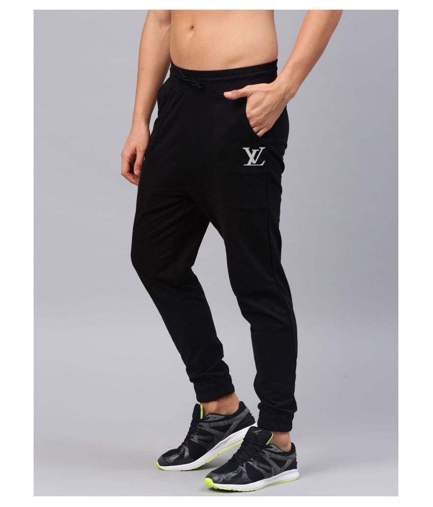 black polyester lycra trackpants