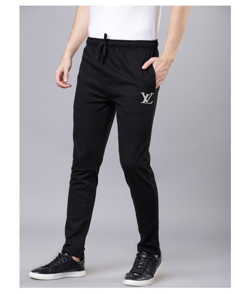 black polyester lycra trackpants