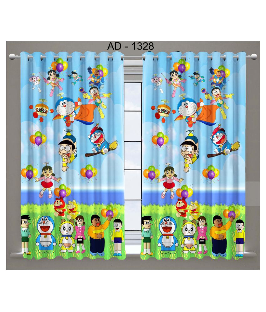     			Koli trading co Set of 2 Long Door Semi-Transparent Eyelet Polyester Curtains Multi Color