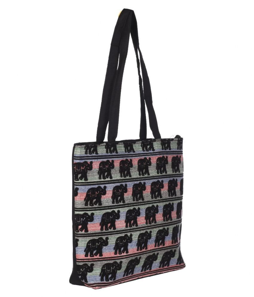 LeeRooy Black Cotton Hobo Bag Buy LeeRooy Black Cotton Hobo Bag