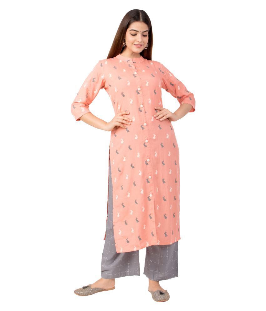     			miravan Cotton Kurti With Palazzo - Stitched Suit