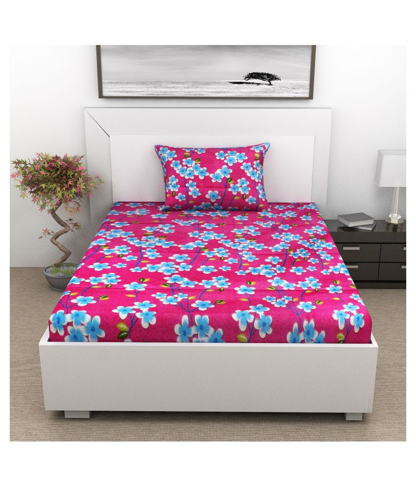 Sweet Home Cotton Single Bedsheet with 1 Pillow Cover ( 220 cm x 145 cm