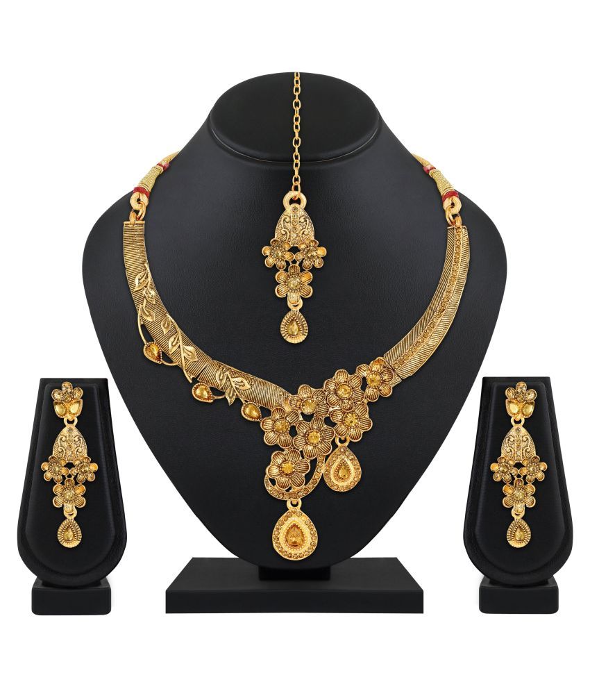 Asmitta Jewellery Zinc Golden Contemporary Traditional Gold Plated