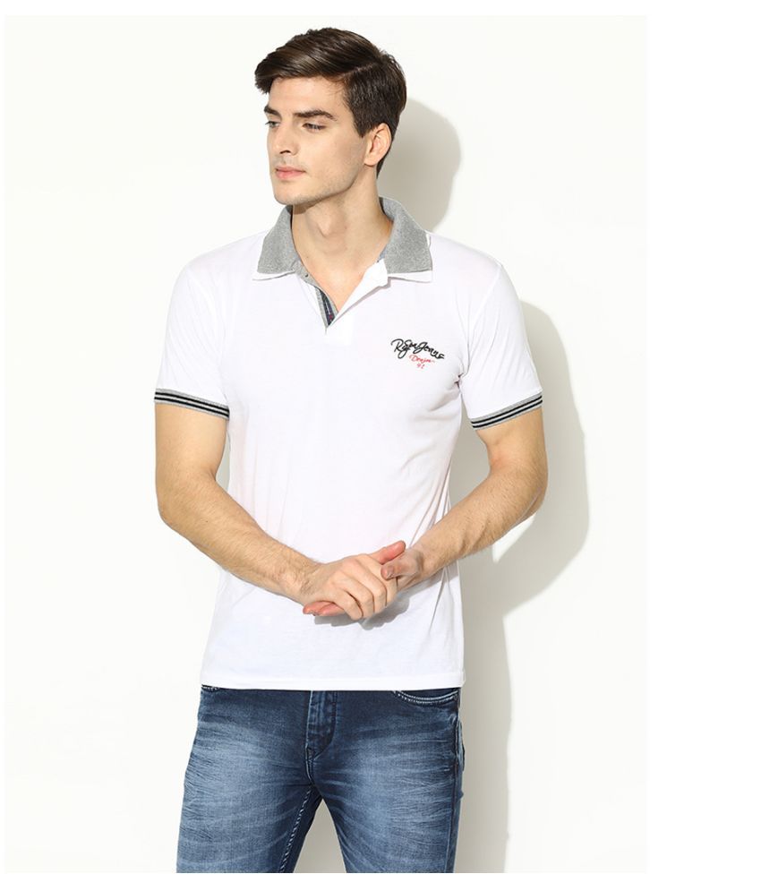 V2 White Plain Polo T Shirt - Buy V2 White Plain Polo T Shirt Online at ...