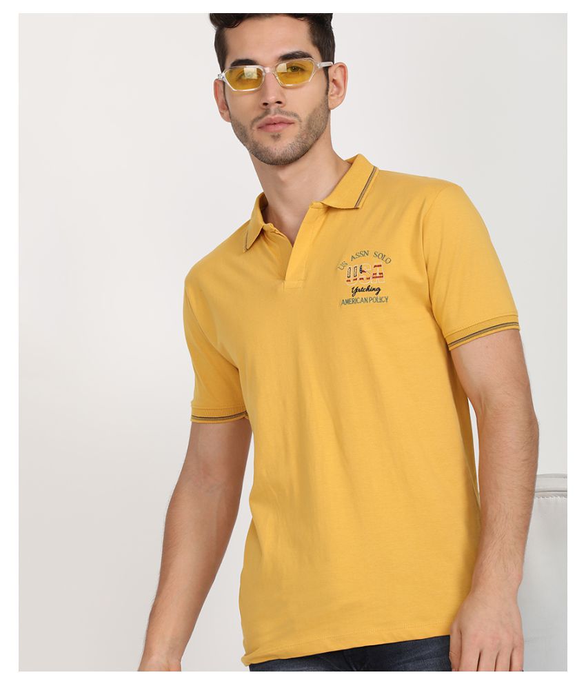 V2 Yellow Plain Polo T Shirt - Buy V2 Yellow Plain Polo T Shirt Online ...