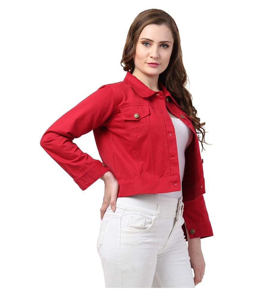 womens red jean jacket