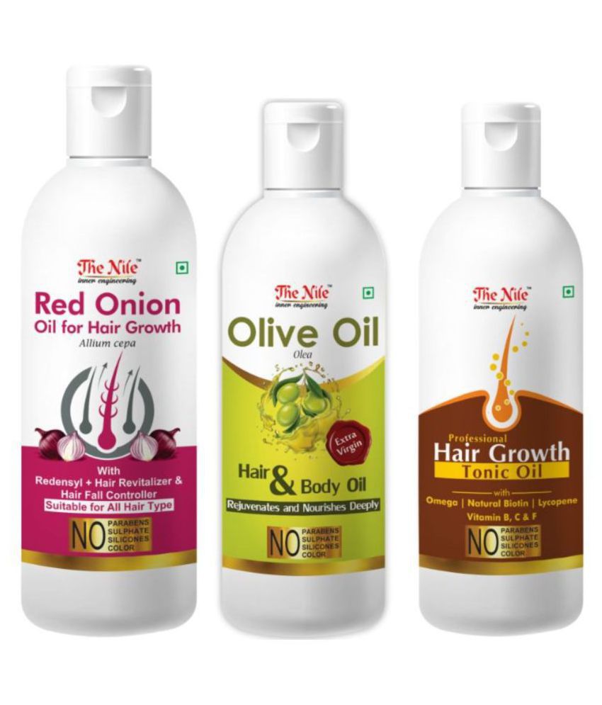     			The Nile Red Onion 200 Ml + Olive Oil 100 Ml + Hair Tonic 100 Ml 400 mL Pack of 3