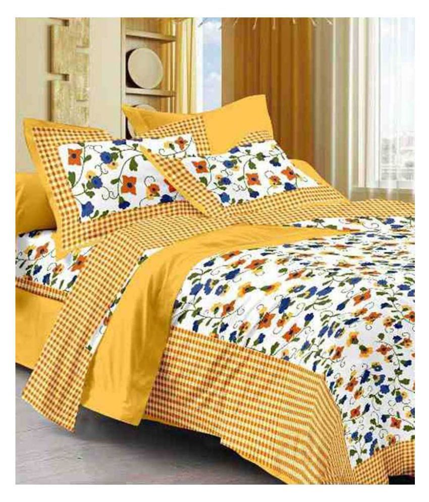     			FrionKandy Living Cotton Double Bedsheet with 2 Pillow Covers ( 210 cm x 235 cm )