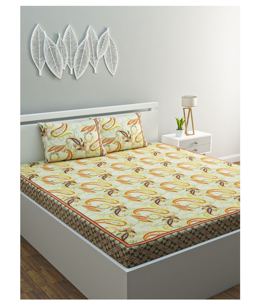 HOME AFFAIRS Cotton Double Bedsheet with 2 Pillow Covers ( 274 cm x 224 cm ) Buy HOME AFFAIRS