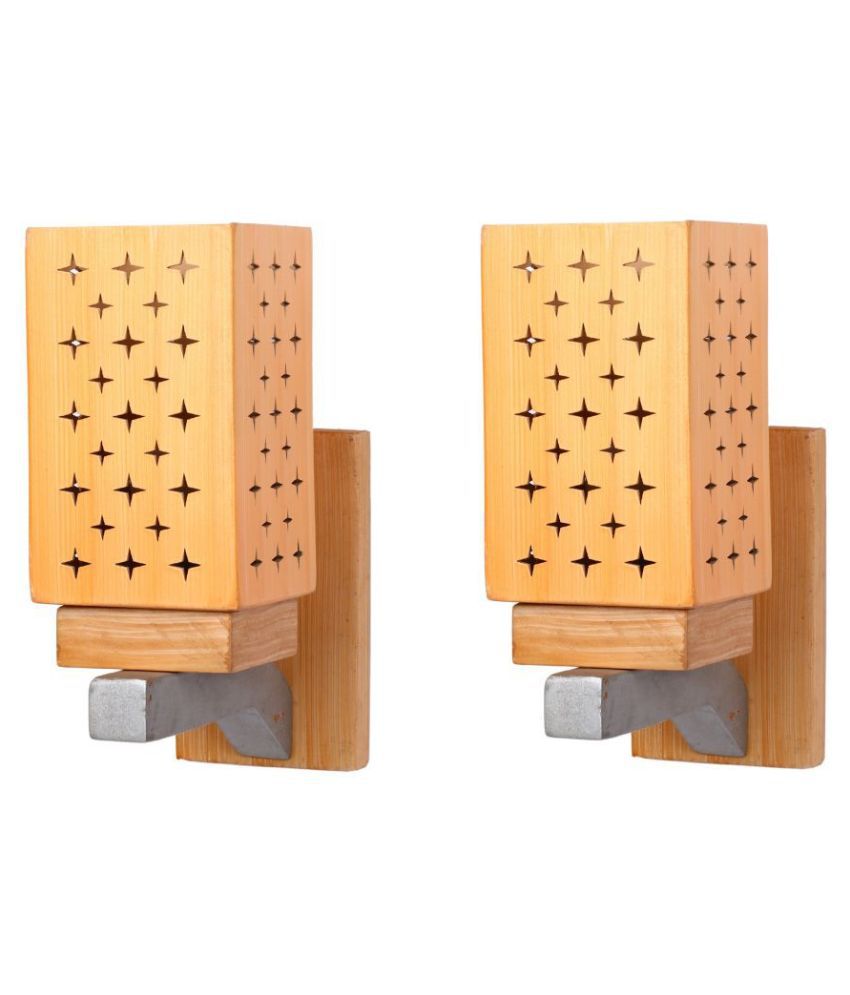     			Somil Exclusive Wood Wall Light Yellow - Pack of 2