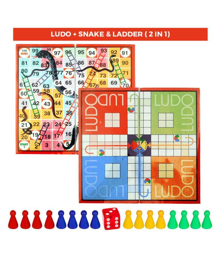 Sparsh Foldable Laminated Ludo, Snakes & Ladders (13x13 Inch) with ...