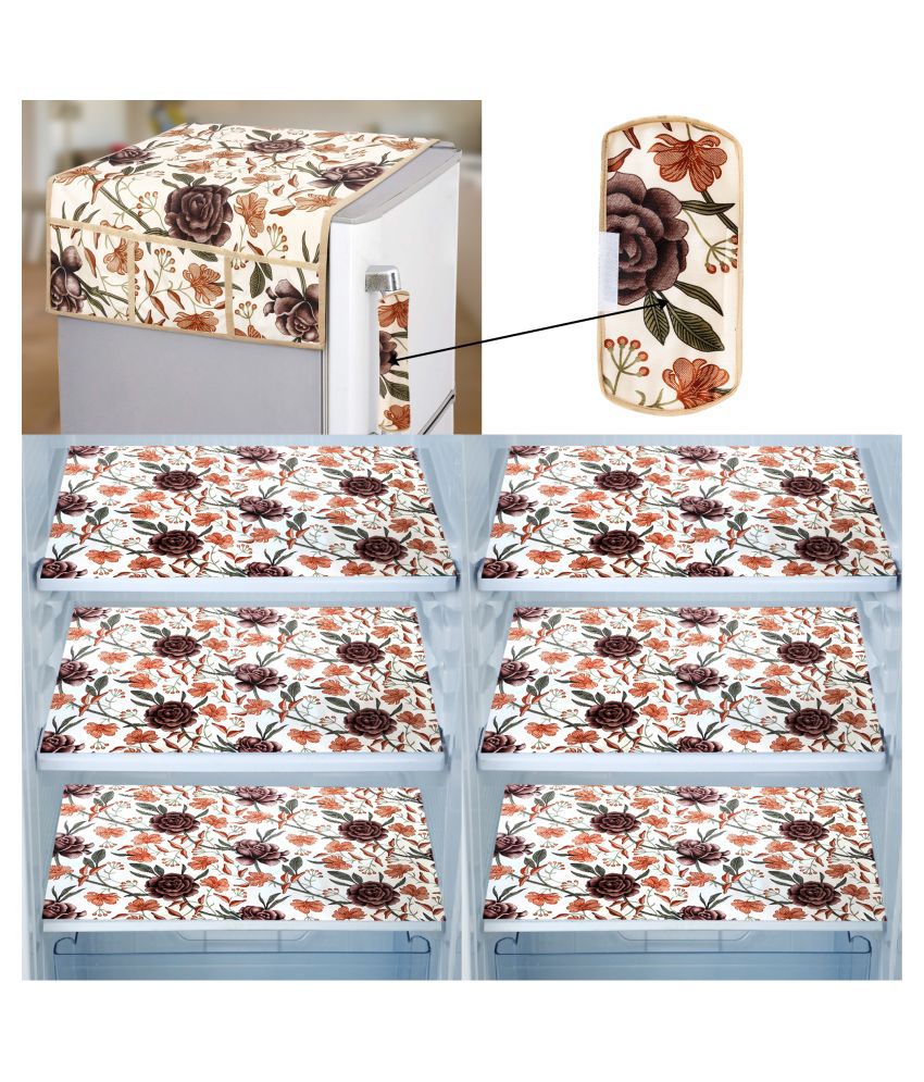     			E-Retailer Set of 8 PVC Brown Fridge Top Cover